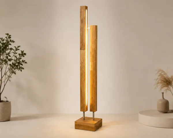 Wooden Floor Lamp with Warn Light