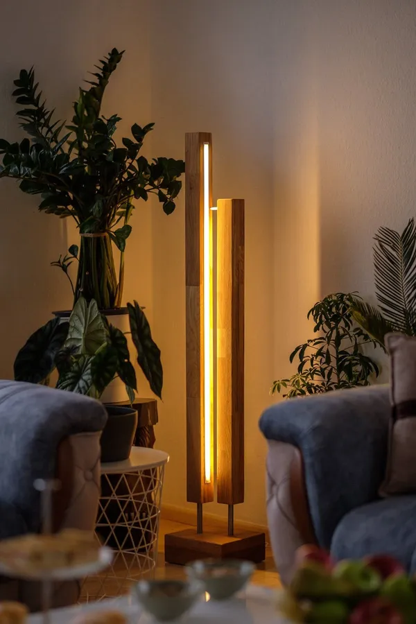 Wooden Floor Lamp with Warn Light