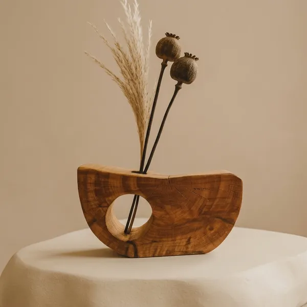 Wooden Curved Vase